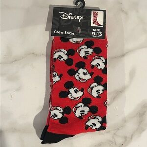 Disney Red and Black Mickey Mouse Casual Socks men’s or women’s